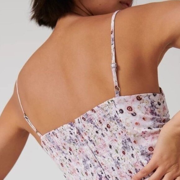 Aritzia Sunday Best Pink, Purple & White Floral Cami Crop Top - Picture 2 of 7